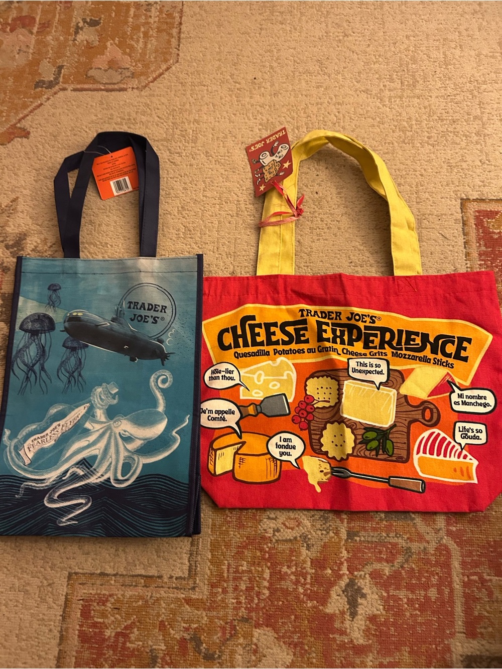 Trader Joe’s Reusable Bag Lot: Red Cheese Bag & Blue Plastic Recycled Bag - NWT